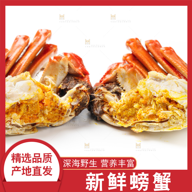 白底上的清蒸螃蟹