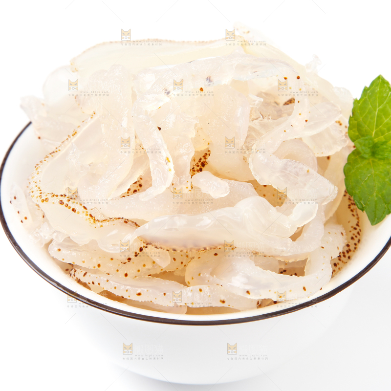 白底上的白花海蜇丝