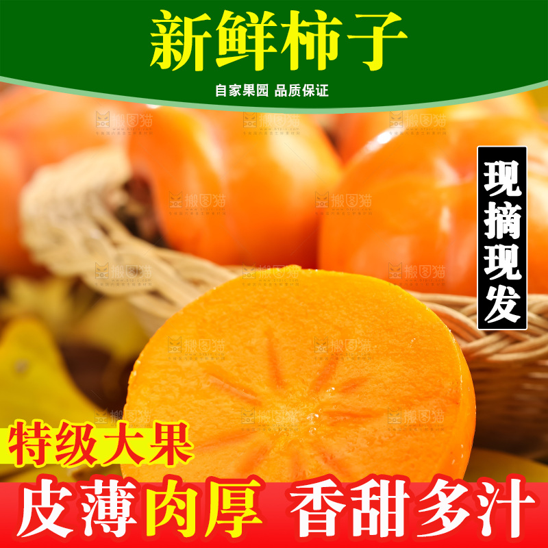 篮子里装着河北磨盘柿子