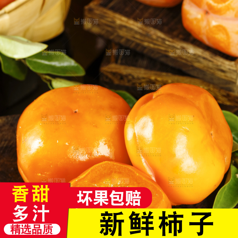 木板上摆放着易县磨盘柿子