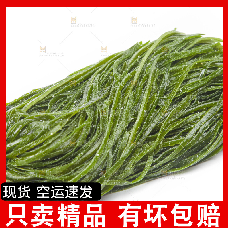 白底上的盐渍海带丝