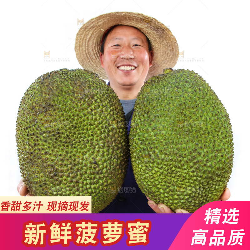 农民手里拿着菠萝蜜