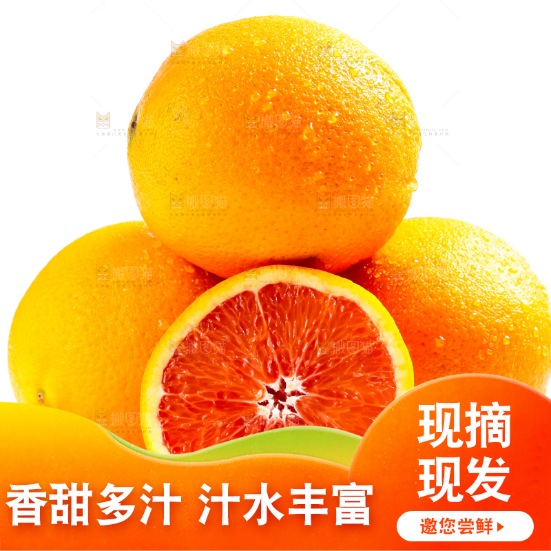 白底上的新鲜橙子