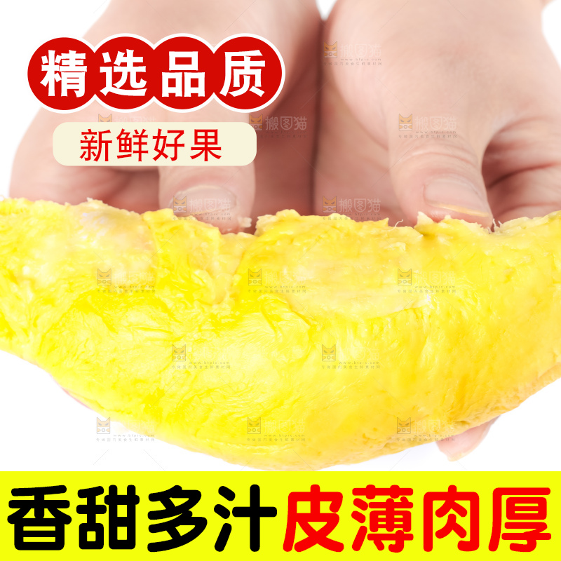 白底上放着泰国金枕榴莲