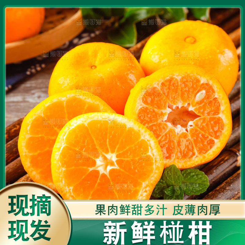 竹底上摆放着橘子
