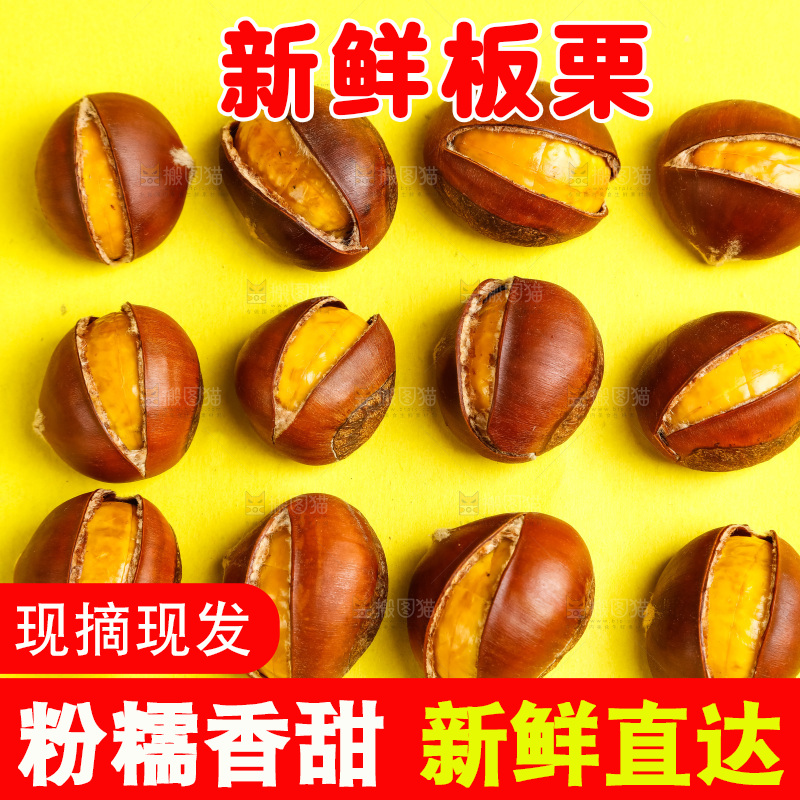 黄底上放着迁西板栗