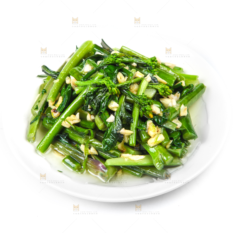 盘子里装着炒菜薹