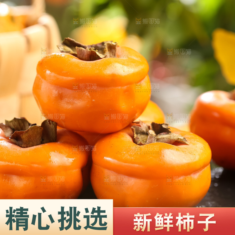 黑石板上放着易县磨盘柿