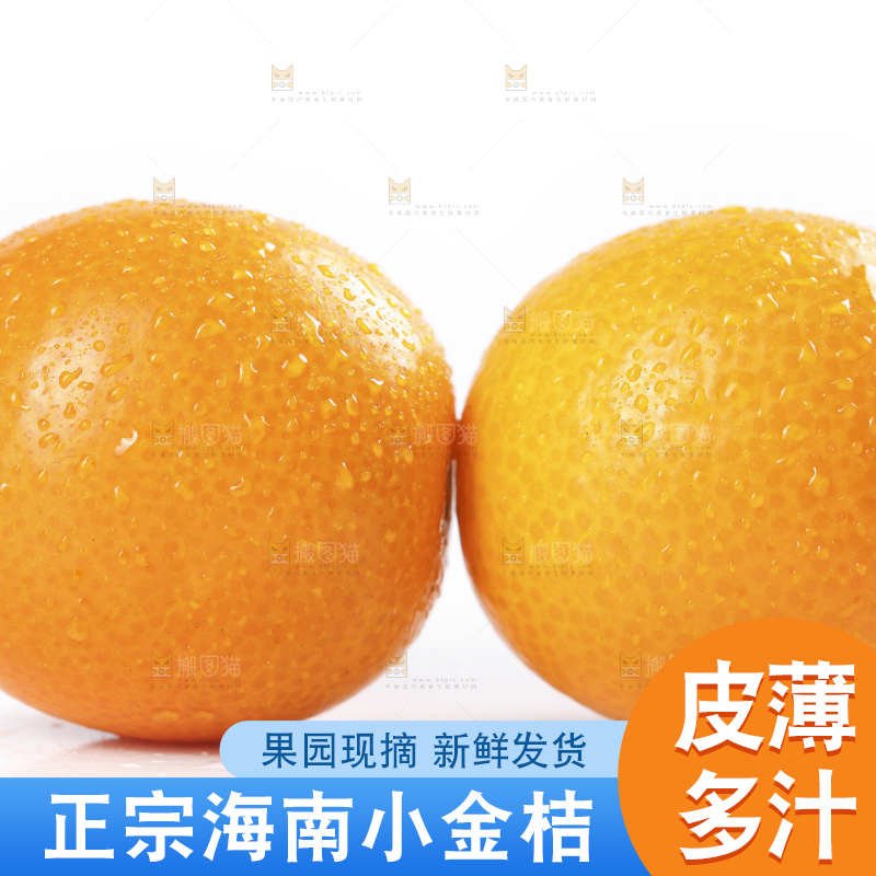 白底上摆放着新鲜金橘