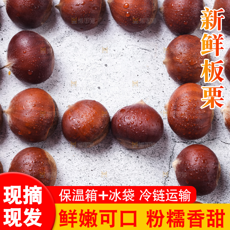 浅底上放着毛栗子