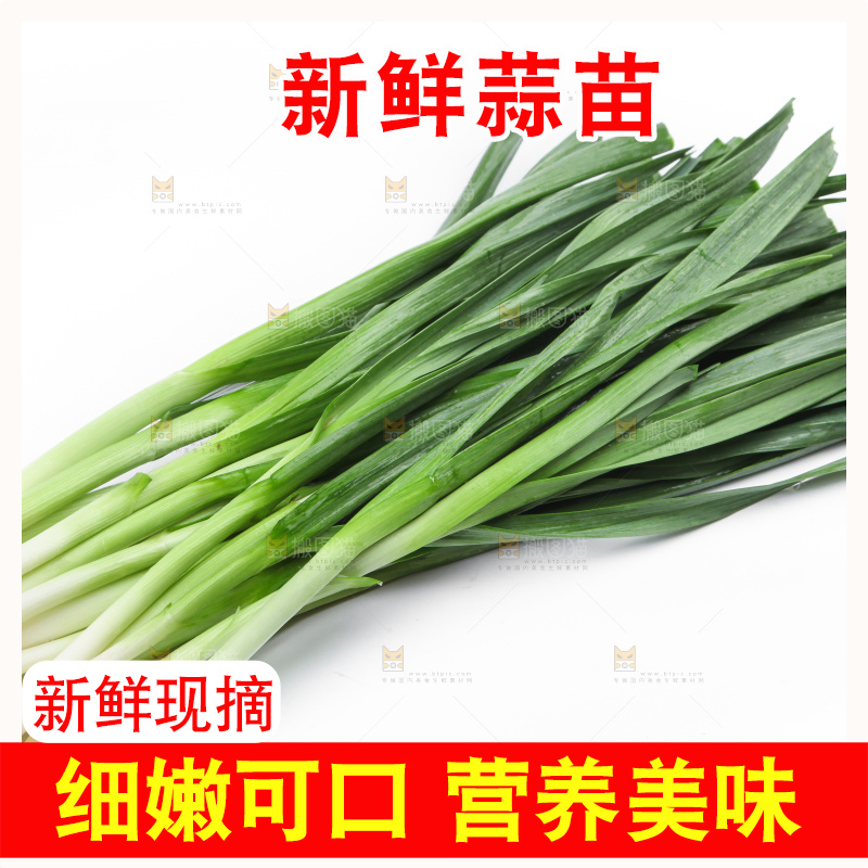 白底上放着蒜苗