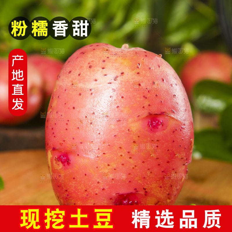 木底上摆放着红皮小土豆