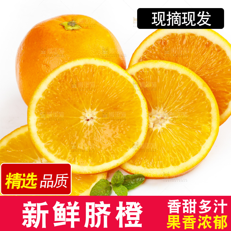 白底上放着赣南脐橙