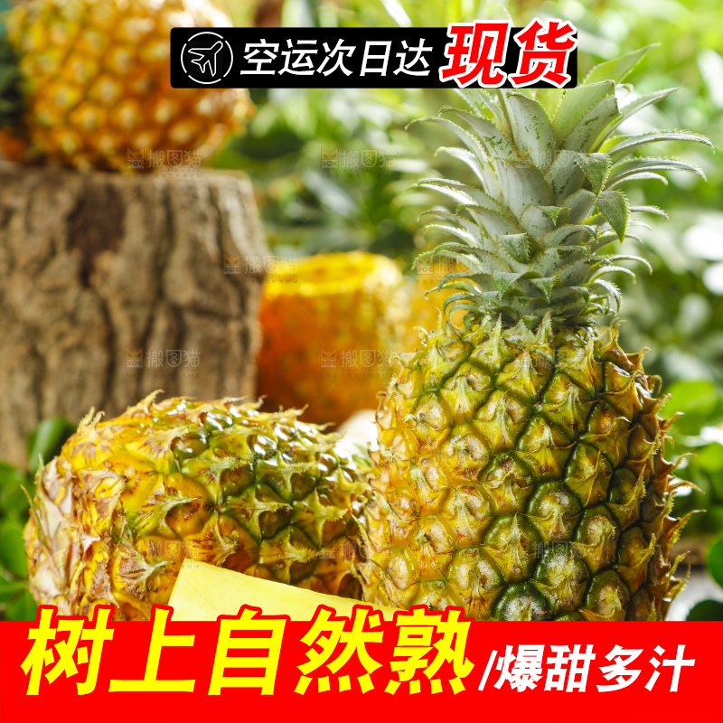 深底上放着新鲜菠萝