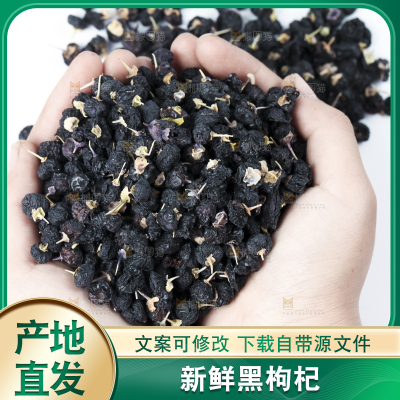 手里捧着一把黑枸杞