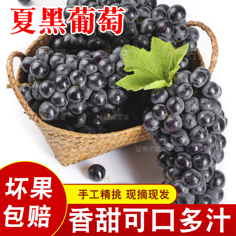 篮子里装着无籽黑提