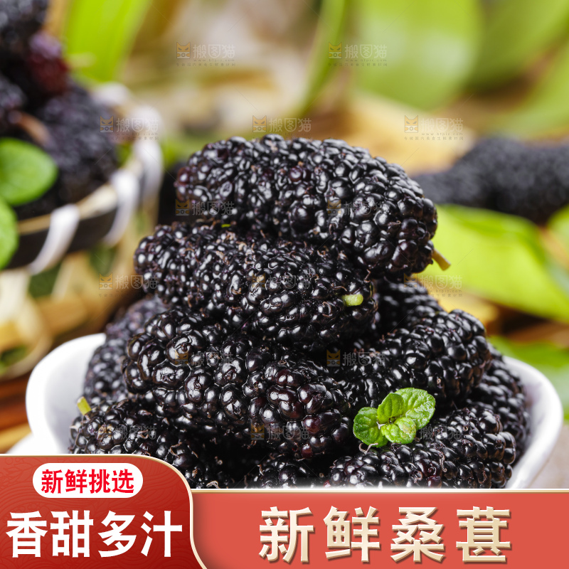碟子里装着黑桑葚