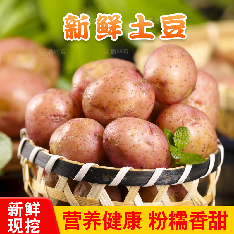 篮子里装着红皮土豆