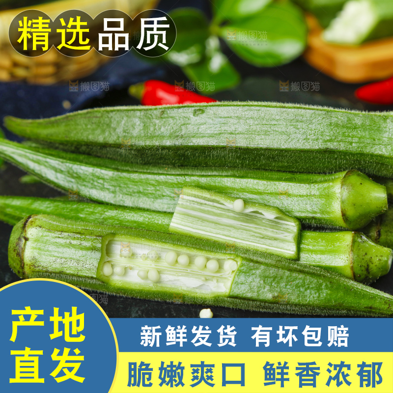 深底上摆放着嫩秋葵