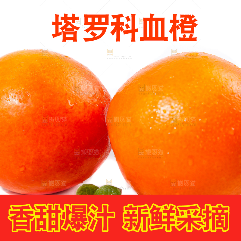 白底上摆放着血橙