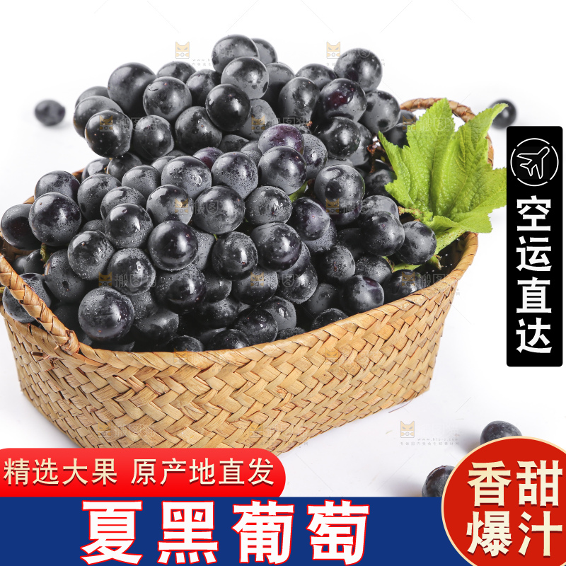 篮子里装着无籽黑提