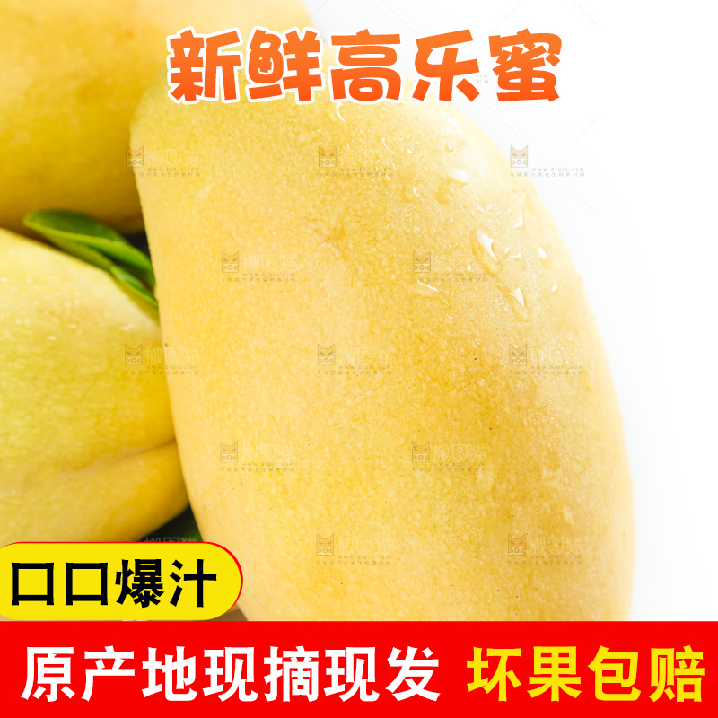 白底上摆放着芒果