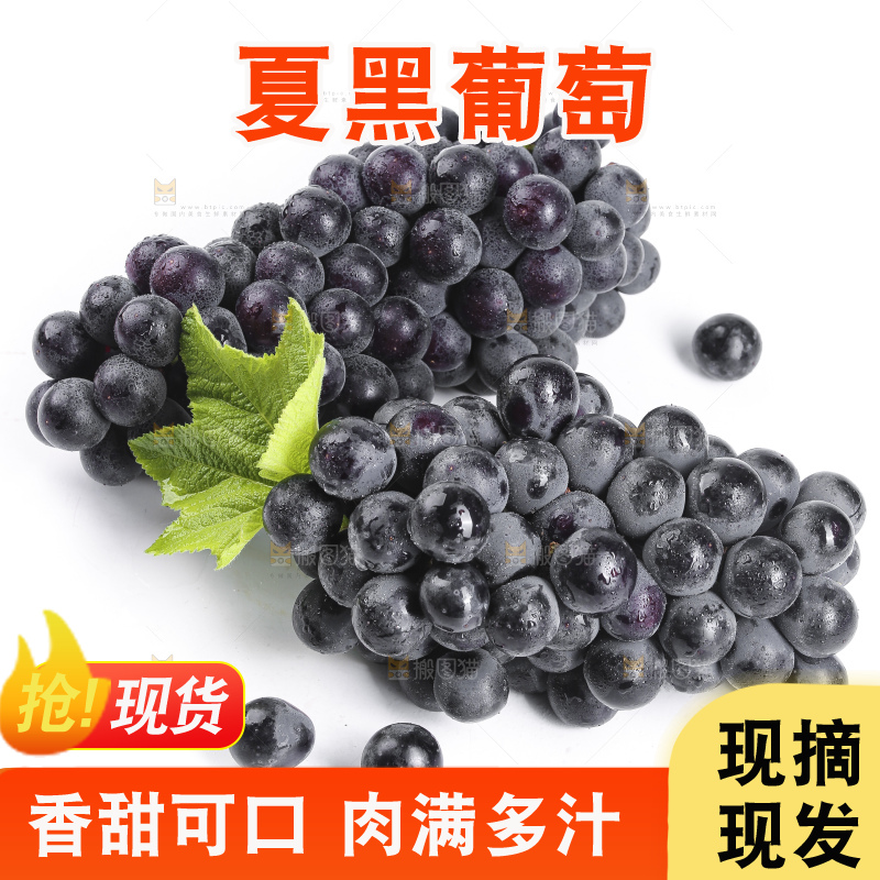 白底上放着夏黑葡萄