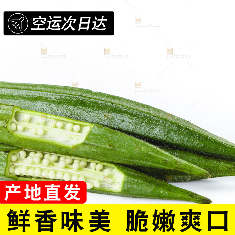 白底上摆放着秋葵