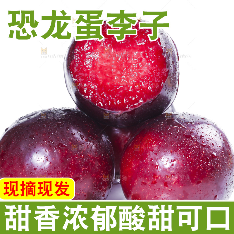 白底上摆放着恐龙蛋李