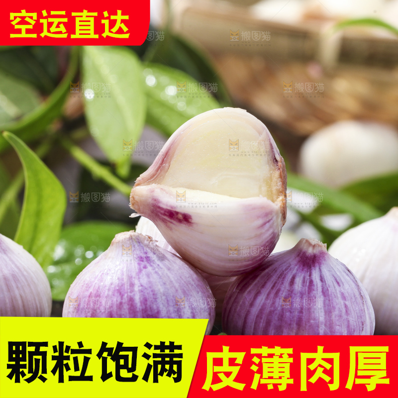 木底上摆放着云南紫皮独蒜