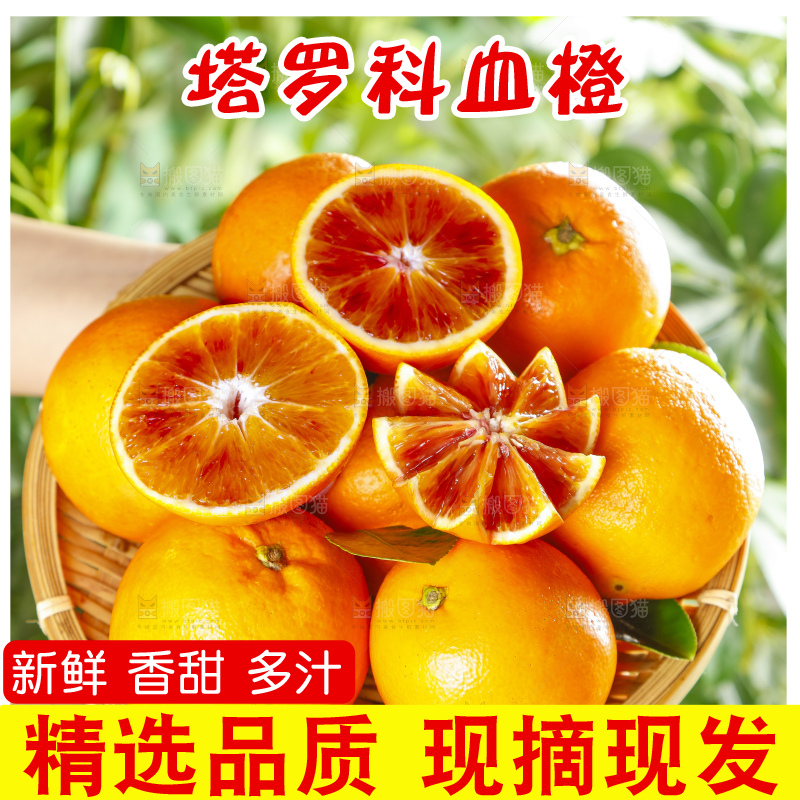手里端着一篮新鲜塔罗科血橙