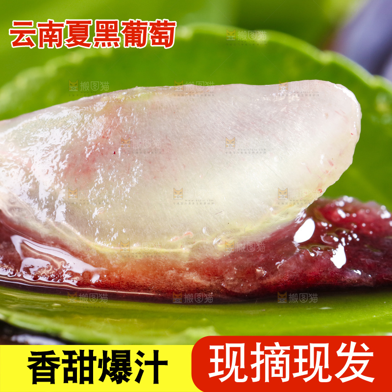 绿叶上摆放着葡萄