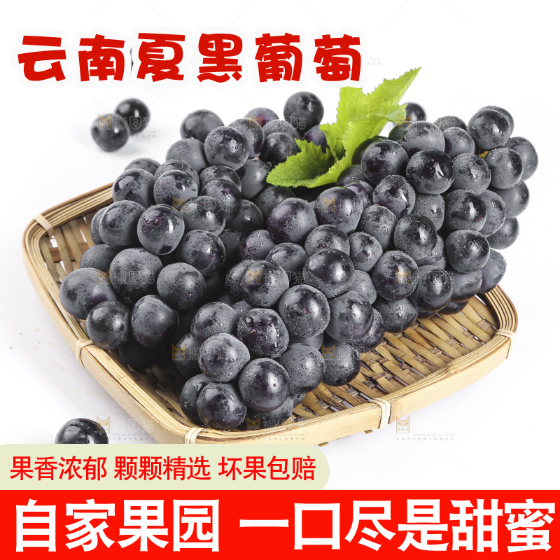 篮子里装着无籽黑提