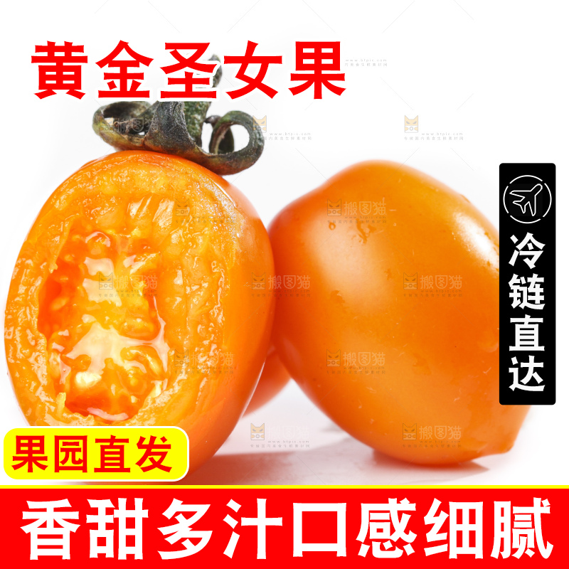 白底上的夏日阳光圣女果