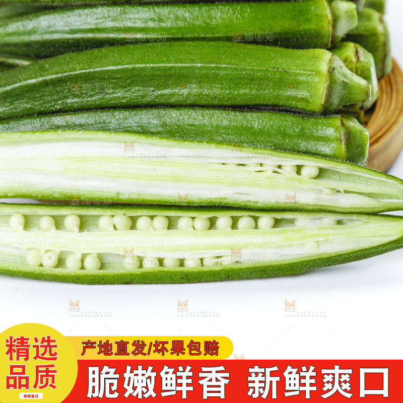 篮子里装着山东新鲜秋葵
