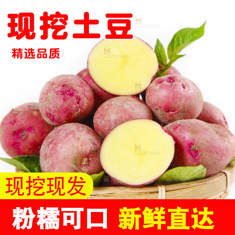 篮子里装着红皮小土豆