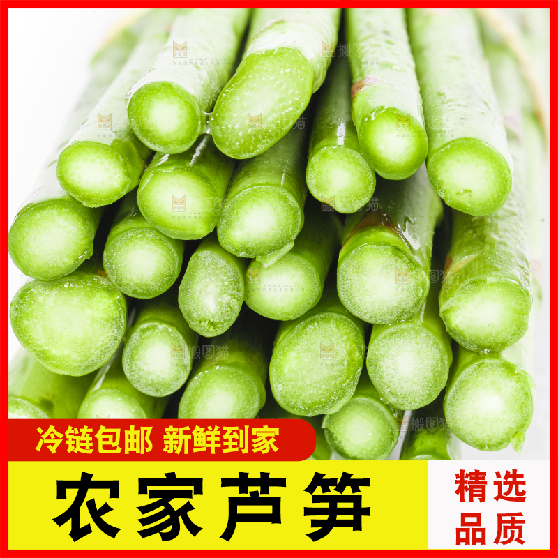 白底上放着农家芦笋
