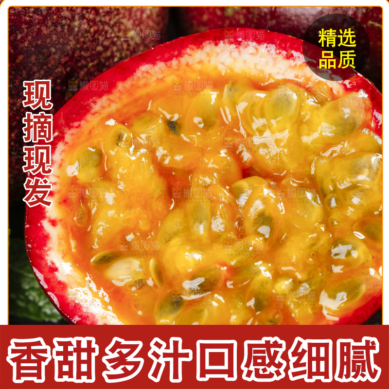 黑底上摆放着西番莲