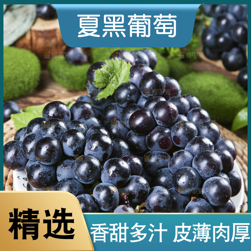 盘子里装着夏黑葡萄