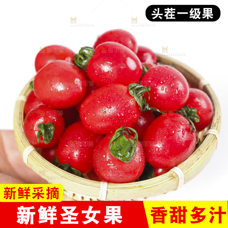 手里拿着一篮圣女果