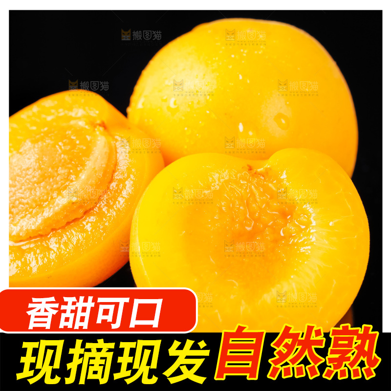 黑底上摆放着新鲜麦黄杏