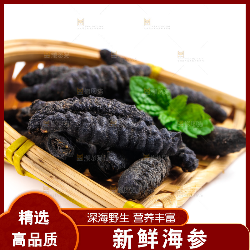 篮子里装着野生海参