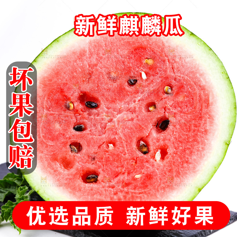 黑石板上摆放着麒麟瓜