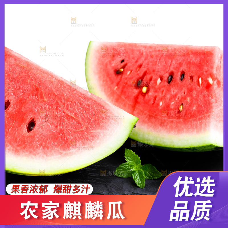黑石板上摆放着麒麟瓜