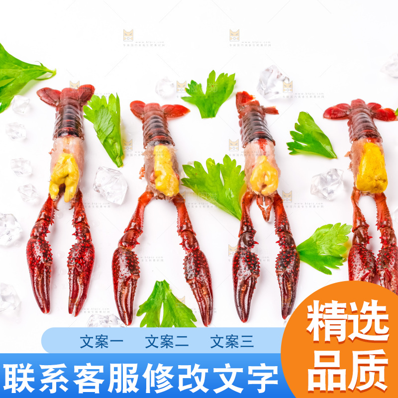 白底上摆放着龙虾