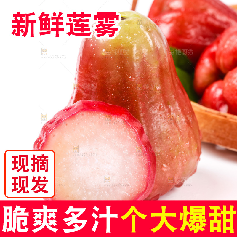白底上摆放着莲雾