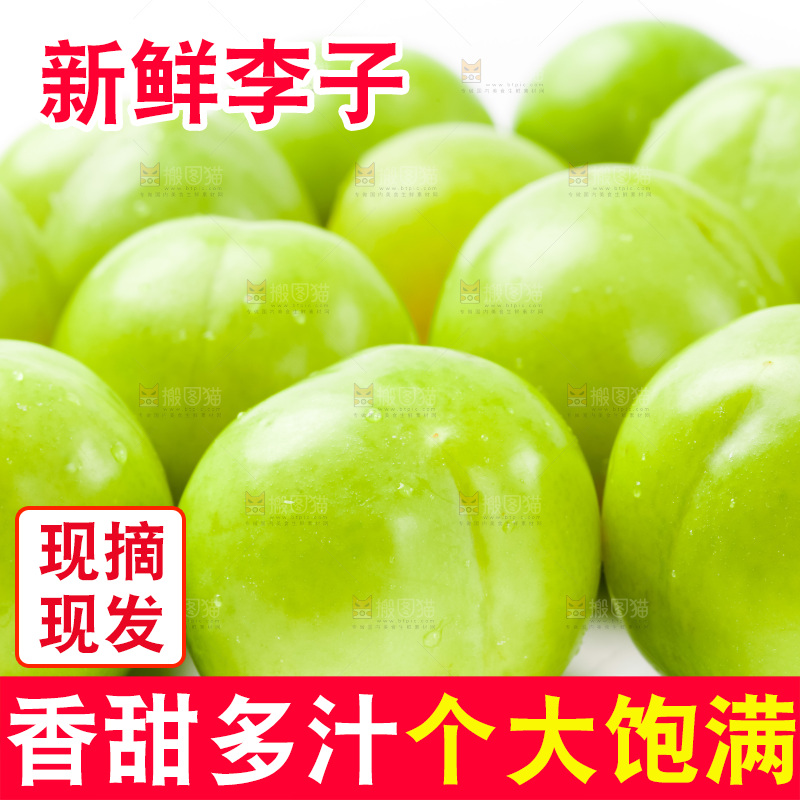 白底上放着青脆李