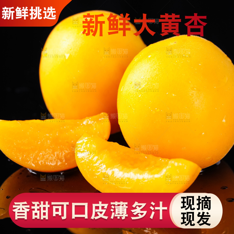 黑底上摆放着新鲜麦黄杏