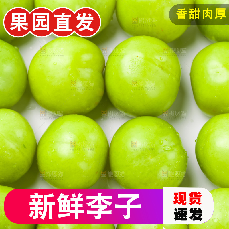 白底上放着青脆李