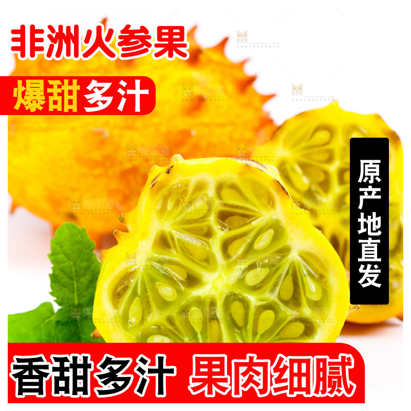 白底上摆放着刺角瓜